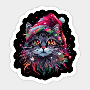 Cute Colorful Cat Christmas for Women's Girls Men Boys Kids Sticker